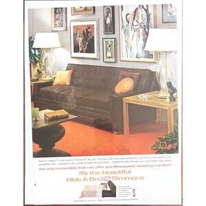 Vintage Print Ad Simmons Hide A Bed 1960s Living Room Home Decor MCM Mod